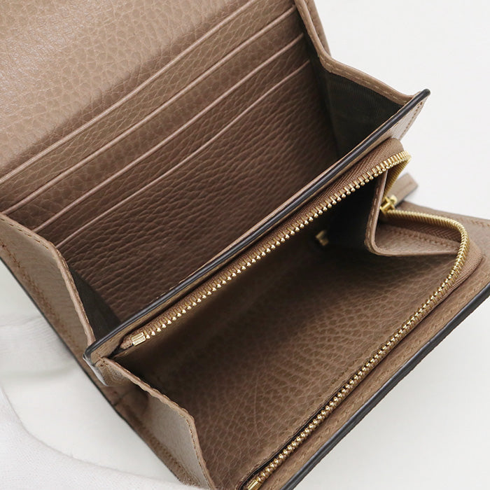 GUCCI 568587 17WAG 5788 Bi-fold wallet GG Marmont Flap Wallet GG Supreme Canvas,leather beige Women