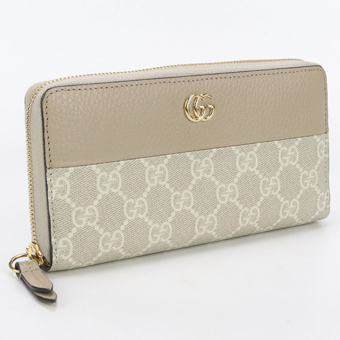 GUCCI 456117 AACFE 9543 Zip around wallet Double G Purse GG Supreme beige Women