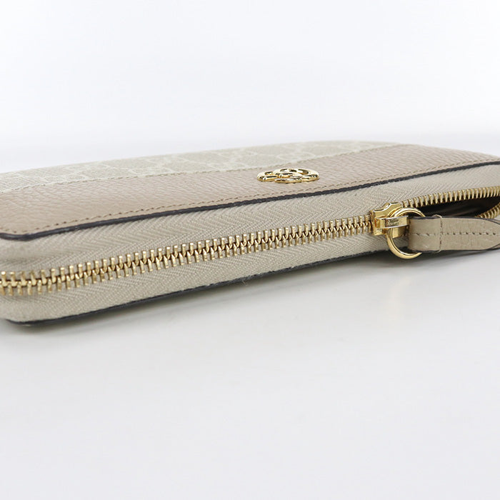 GUCCI 456117 AACFE 9543 Zip around wallet Double G Purse GG Supreme beige Women