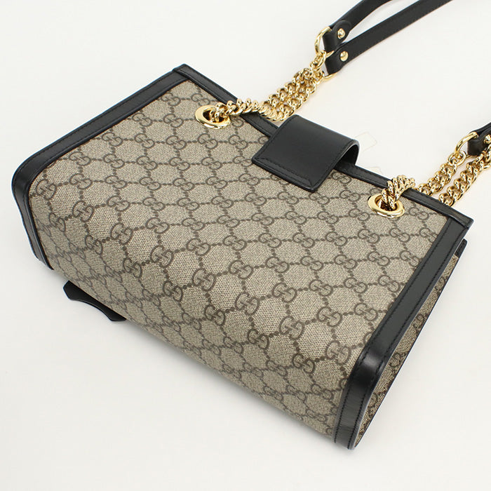 GUCCI 498156 KHNKG 9769 Tote Bag Padlock GG Small Chain Shoulder Bag GG Supreme Canvas,leather beige Women