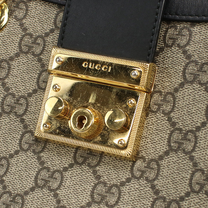 GUCCI 498156 KHNKG 9769 Tote Bag Padlock GG Small Chain Shoulder Bag GG Supreme Canvas,leather beige Women