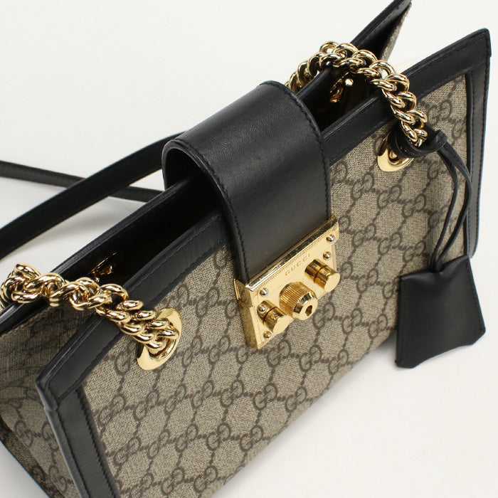 GUCCI 498156 KHNKG 9769 Tote Bag Padlock GG Small Chain Shoulder Bag GG Supreme Canvas,leather beige Women