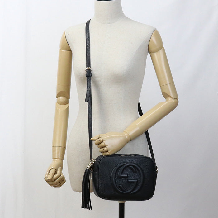 GUCCI 308364 Shoulder Bag Soho Diagonal leather black Women