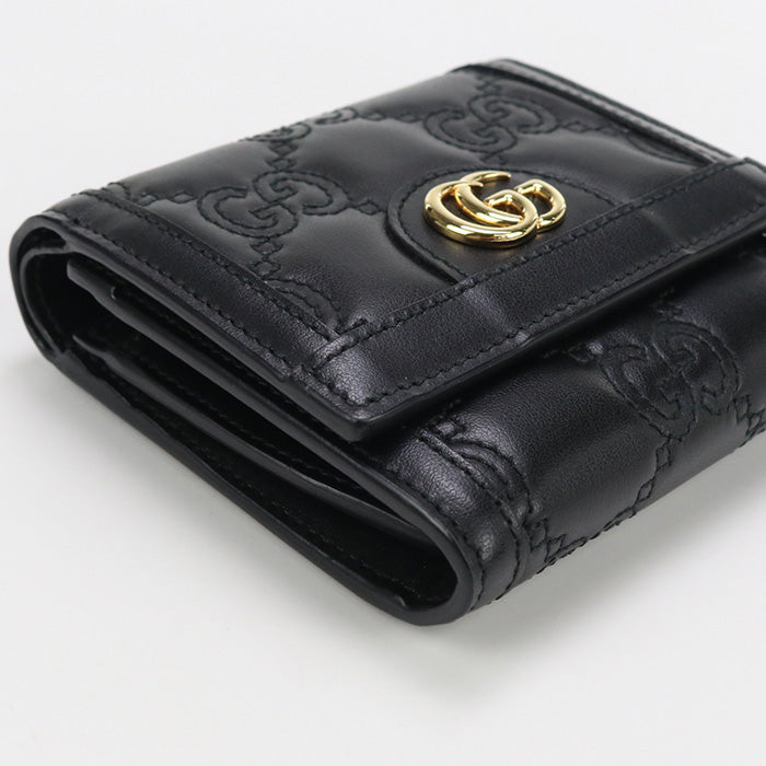 GUCCI 723799 Bi-fold wallet GG matelasse Medium wallet  leather black Women