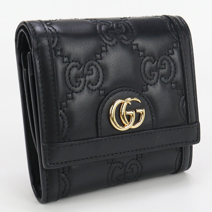 GUCCI 723799 Bi-fold wallet GG matelasse Medium wallet  leather black Women