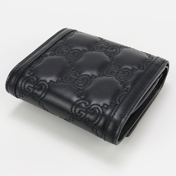 GUCCI 723799 Bi-fold wallet GG matelasse Medium wallet  leather black Women