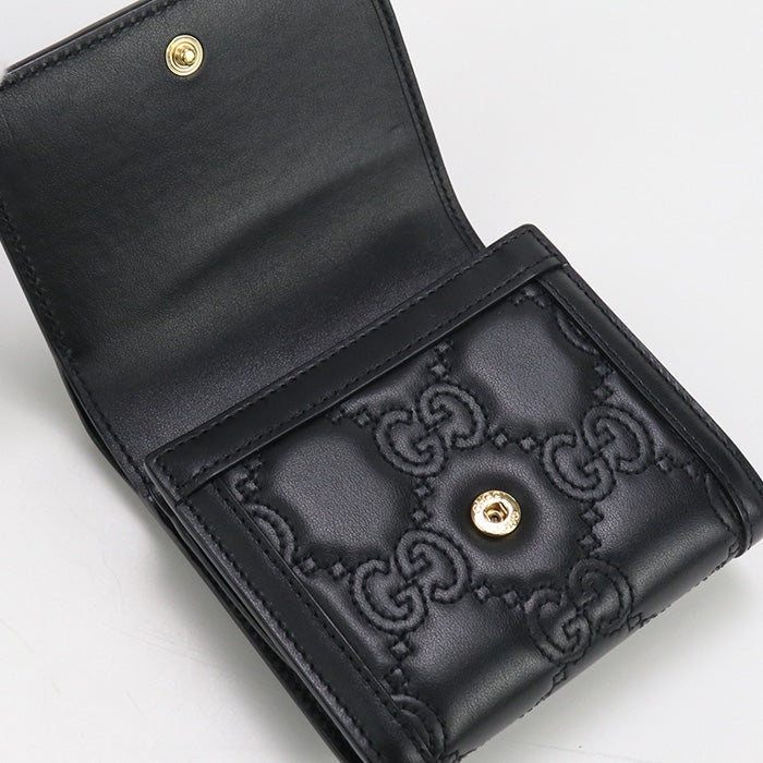 GUCCI 723799 Bi-fold wallet GG matelasse Medium wallet  leather black Women
