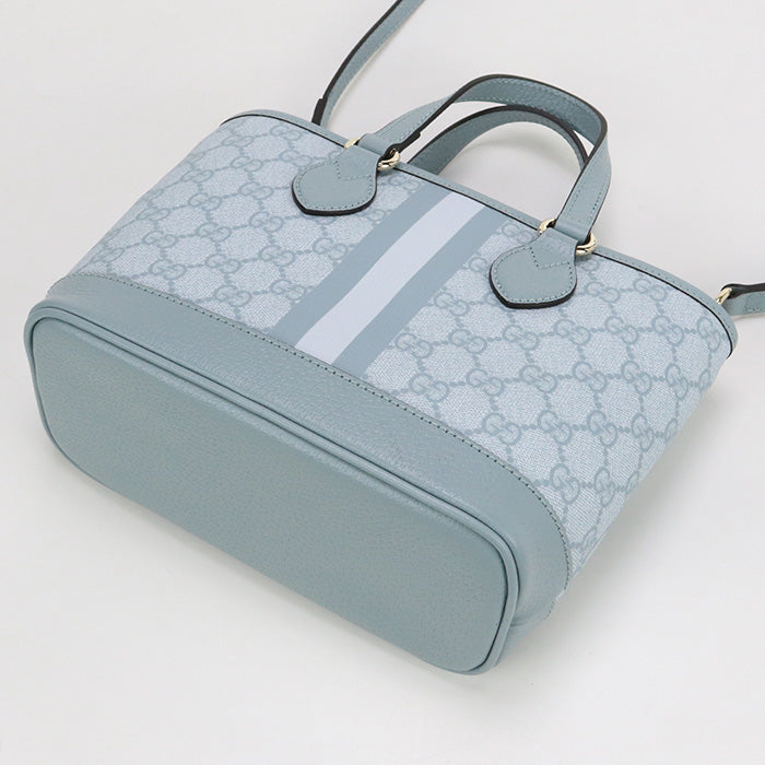 GUCCI 811716 FAD03 8741 Tote Bag Double G 2way mini bag GG Supreme Canvas, leather Light Blue Women