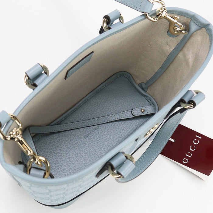 GUCCI 811716 FAD03 8741 Tote Bag Double G 2way mini bag GG Supreme Canvas, leather Light Blue Women