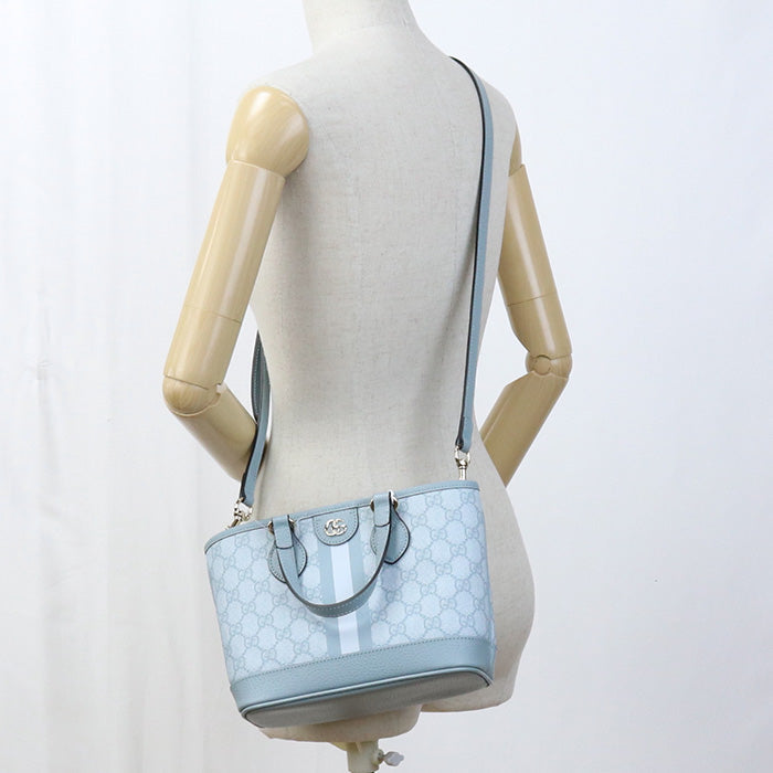 GUCCI 811716 FAD03 8741 Tote Bag Double G 2way mini bag GG Supreme Canvas, leather Light Blue Women