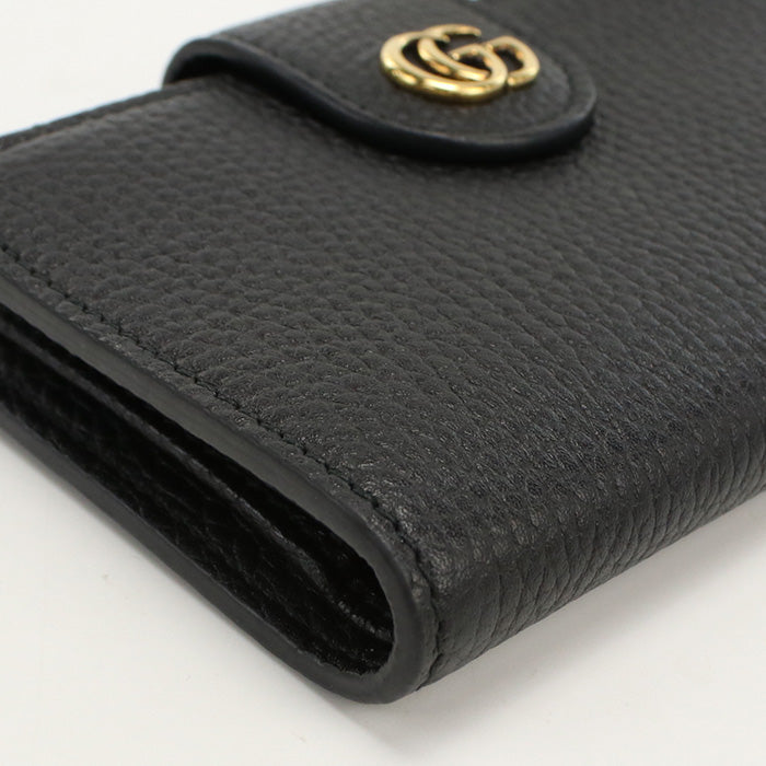 GUCCI 739498 AABXM 1000 Bi-fold wallet Double G with Bamboo Medium wallet leather black Women