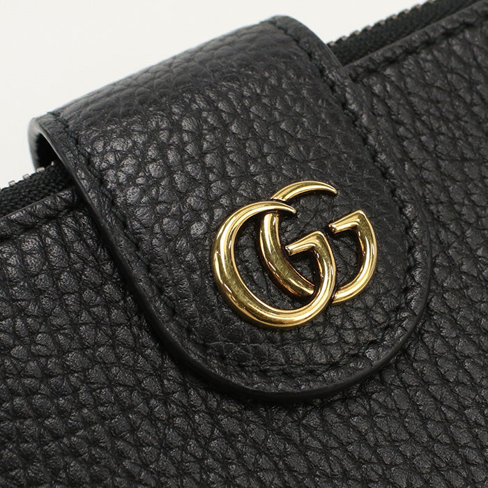 GUCCI 739498 AABXM 1000 Bi-fold wallet Double G with Bamboo Medium wallet leather black Women