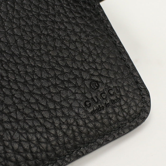 GUCCI 739498 AABXM 1000 Bi-fold wallet Double G with Bamboo Medium wallet leather black Women