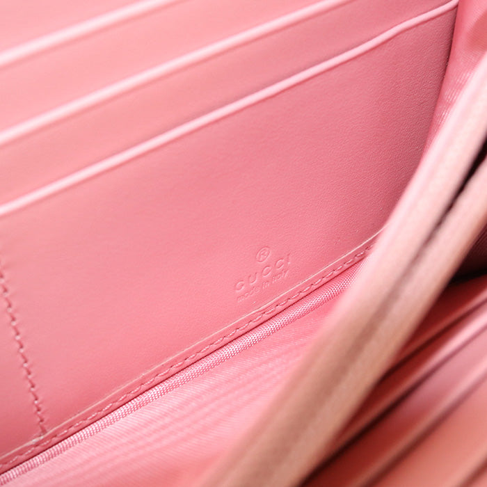 GUCCI Double G Long wallet with double fold coin purse leather pink Women