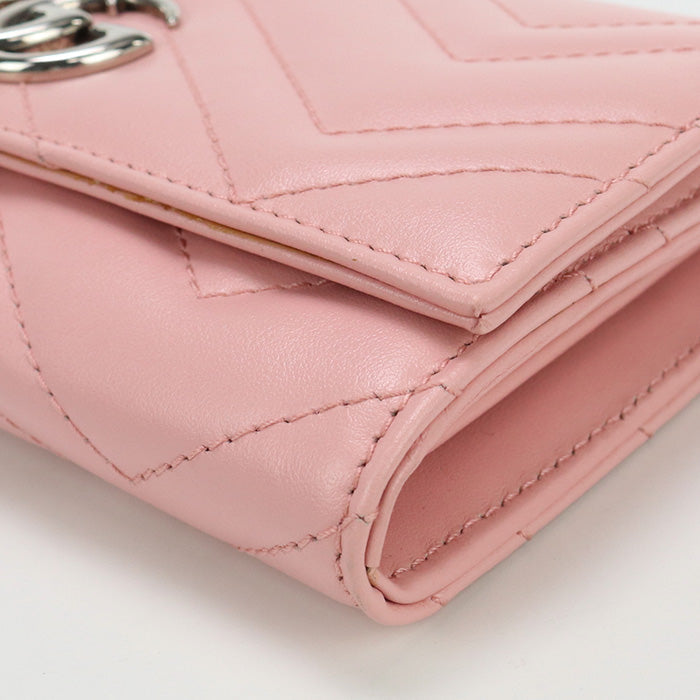 GUCCI Double G Long wallet with double fold coin purse leather pink Women