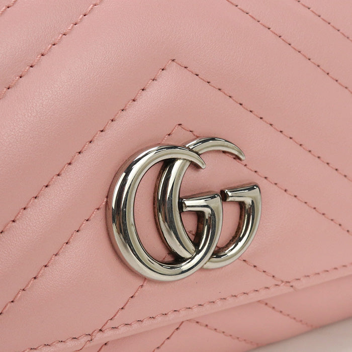 GUCCI Double G Long wallet with double fold coin purse leather pink Women
