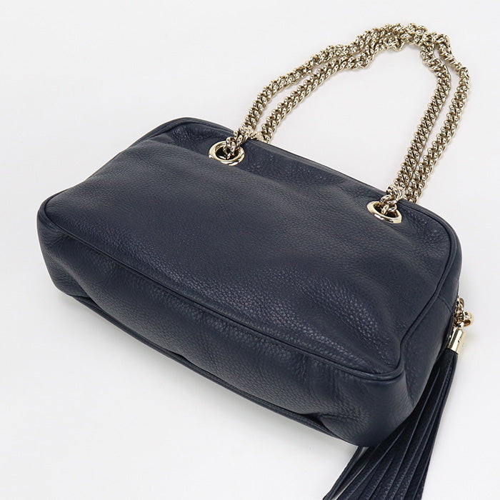 GUCCI 308983 ChainShoulder Bag Soho leather navy Women