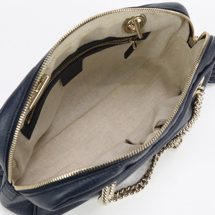 GUCCI 308983 ChainShoulder Bag Soho leather navy Women