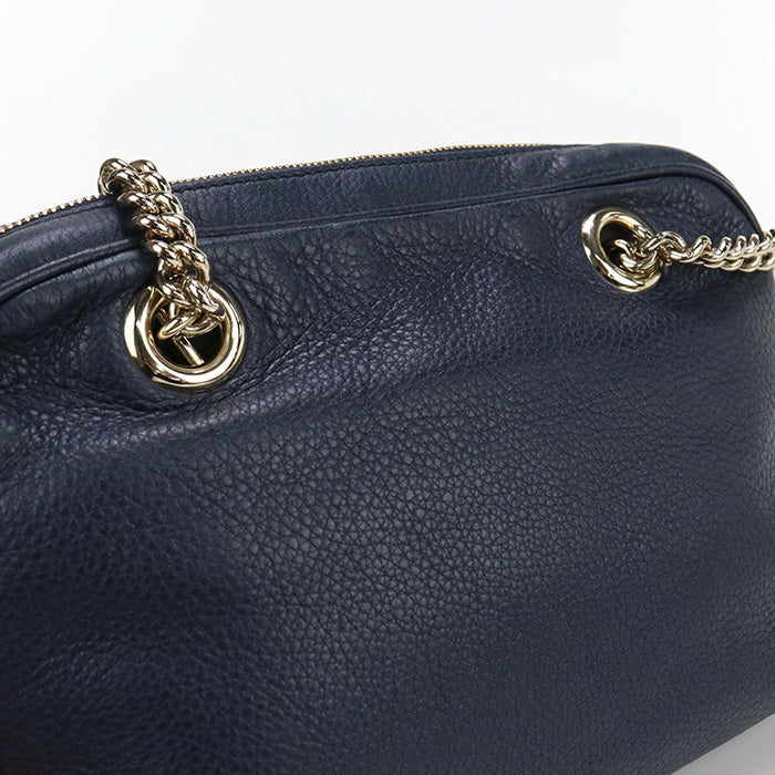 GUCCI 308983 ChainShoulder Bag Soho leather navy Women