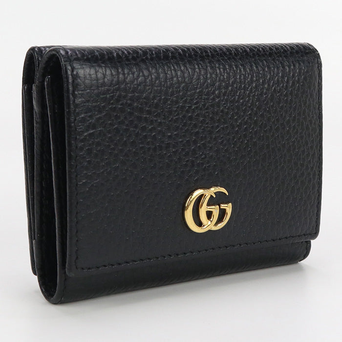 GUCCI 474746 Tri-fold wallet GG Marmont Compact wallet leather black Women
