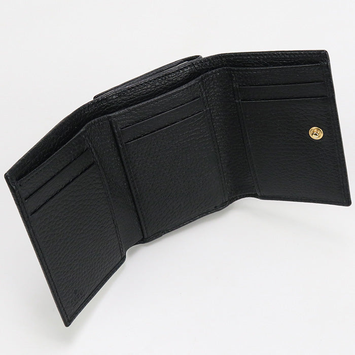 GUCCI 474746 Tri-fold wallet GG Marmont Compact wallet leather black Women