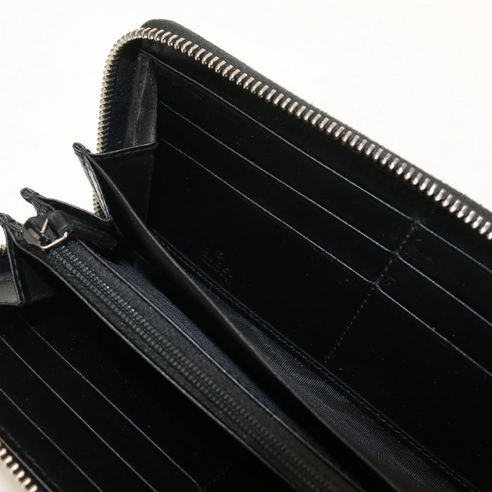 GUCCI 625558 GG emboss PurseZip Around leather black mens