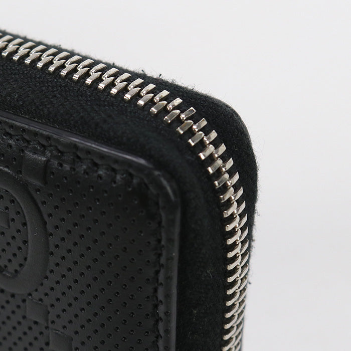 GUCCI 625558 GG emboss PurseZip Around leather black mens