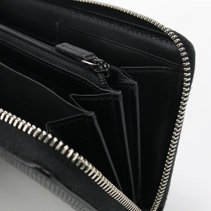 GUCCI 625558 GG emboss PurseZip Around leather black mens
