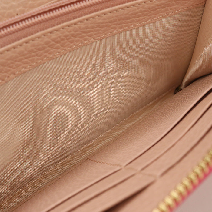 GUCCI GU84597 Zip around wallet Double G PurseZip leather Pink Women