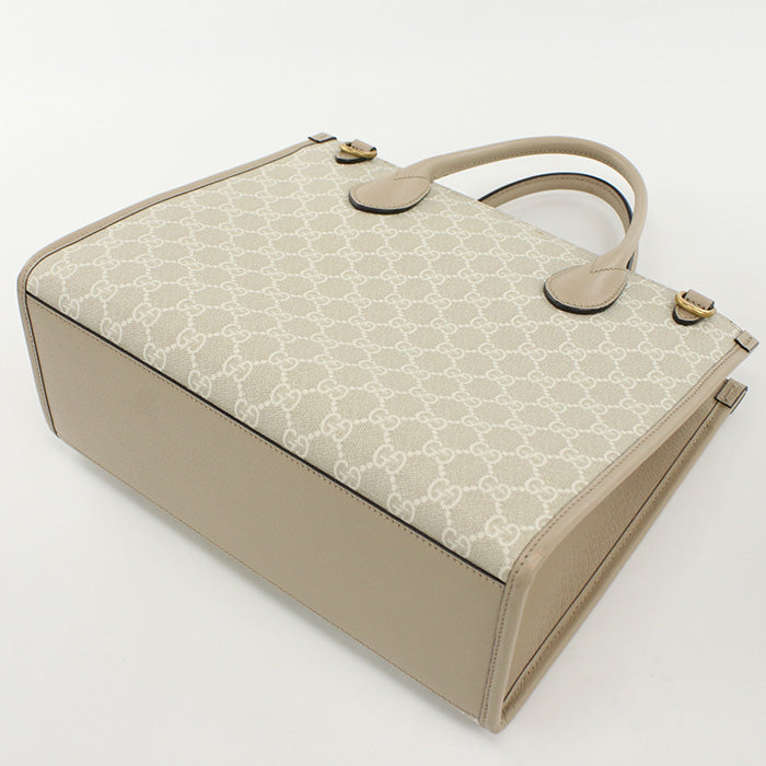 GUCCI 659983 Tote Bag Interlocking G Small 2way Tote Bag GG Supreme, leather beige Women