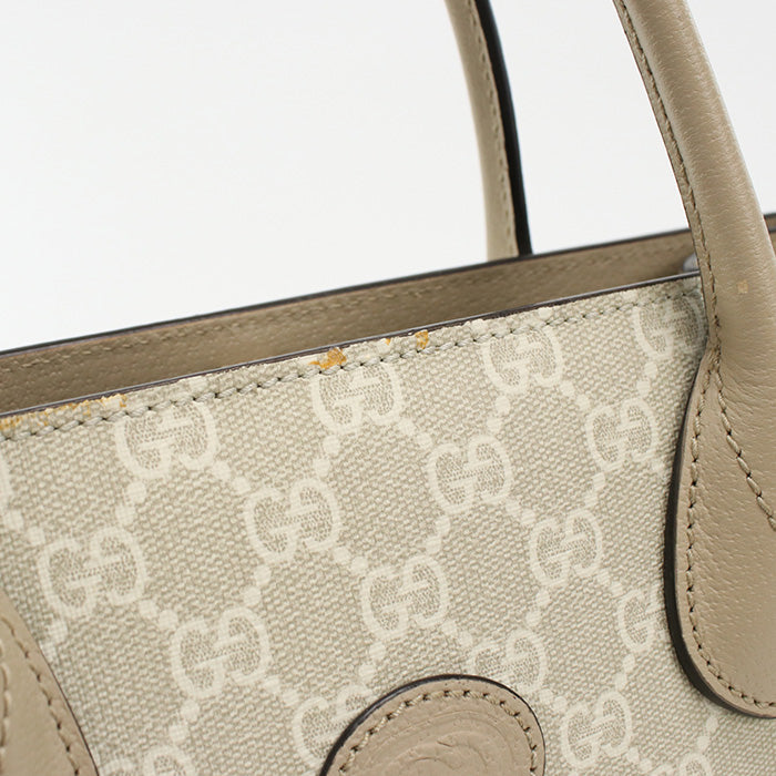GUCCI 659983 Tote Bag Interlocking G Small 2way Tote Bag GG Supreme, leather beige Women