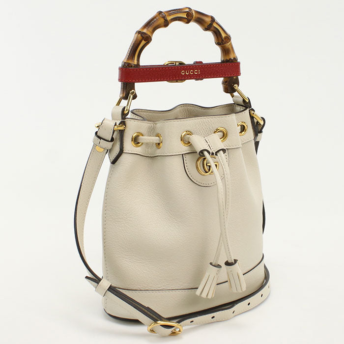 GUCCI 724667 Mini bucket bag Gucci Diana Hand Shoulder bag leather White Women