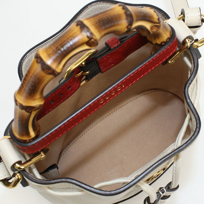 GUCCI 724667 Mini bucket bag Gucci Diana Hand Shoulder bag leather White Women