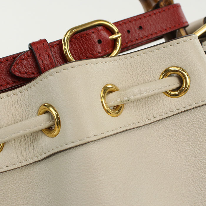GUCCI 724667 Mini bucket bag Gucci Diana Hand Shoulder bag leather White Women