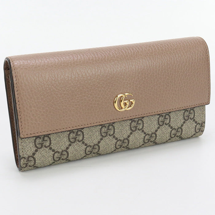 GUCCI 456116 17WAG 5788 Bicolor Continental Long wallet GG Supreme beige Women
