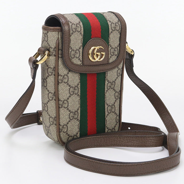 GUCCI 598912 Mini Shoulder Bag Ofidia Diagonal GG Supreme/leather beige Women