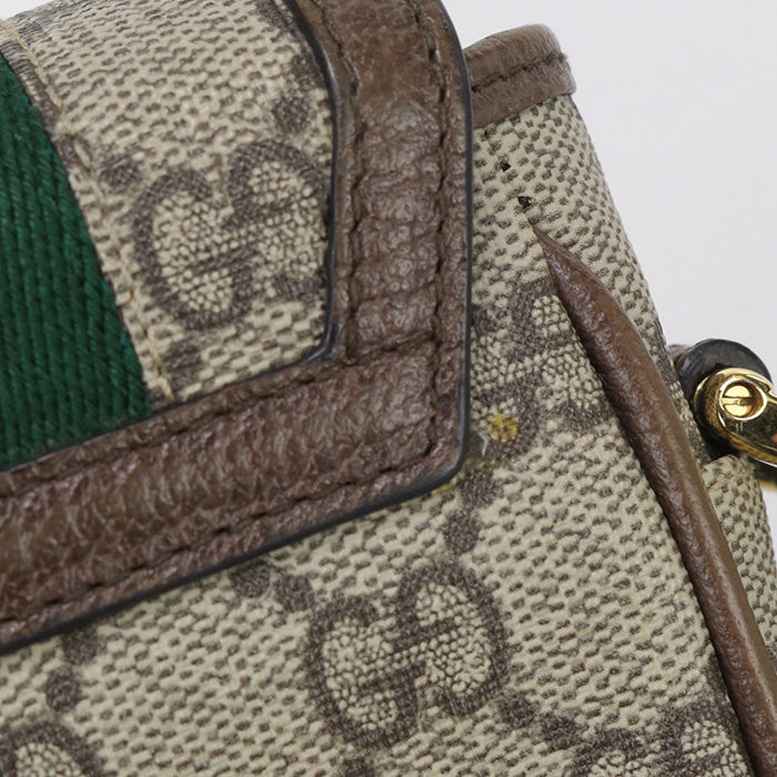 GUCCI 598912 Mini Shoulder Bag Ofidia Diagonal GG Supreme/leather beige Women