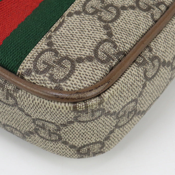 GUCCI 598912 Mini Shoulder Bag Ofidia Diagonal GG Supreme/leather beige Women