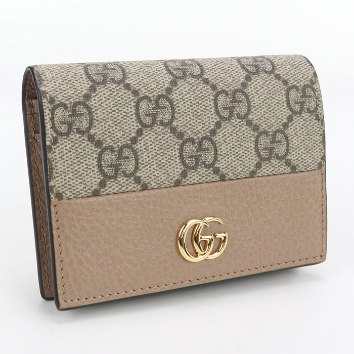 GUCCI 658610 GG Marmont Flap wallet GG Supreme Canvas/leather beige Women