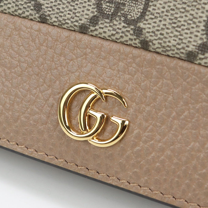 GUCCI 658610 GG Marmont Flap wallet GG Supreme Canvas/leather beige Women