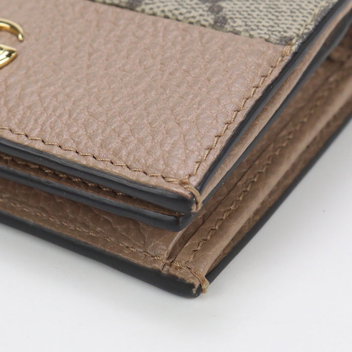 GUCCI 658610 GG Marmont Flap wallet GG Supreme Canvas/leather beige Women