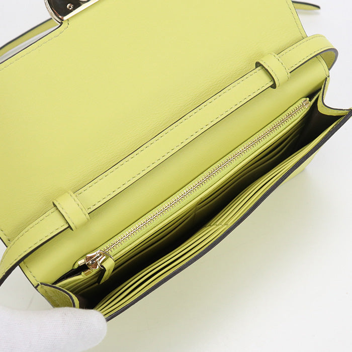 GUCCI 369664 Interlocking G Shoulder wallet Chain wallet leather yellow Women