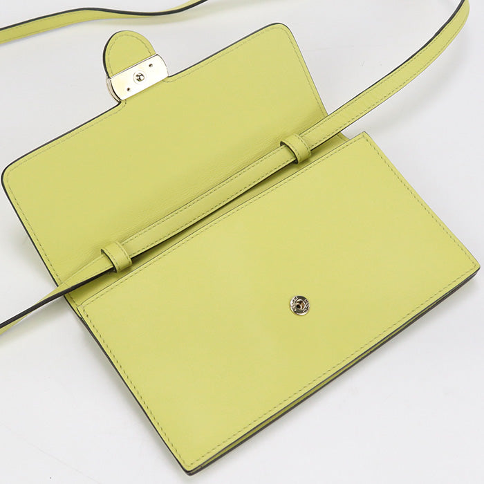 GUCCI 369664 Interlocking G Shoulder wallet Chain wallet leather yellow Women