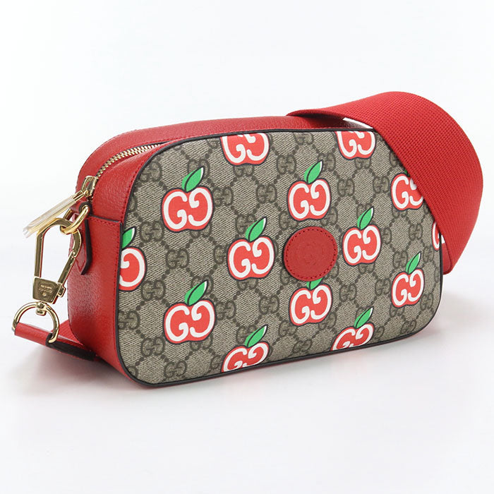 GUCCI 574886 Shoulder Bag GG Apple Diagonal GG Supreme/leather brown Women