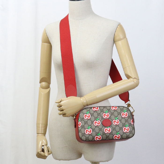GUCCI 574886 Shoulder Bag GG Apple Diagonal GG Supreme/leather brown Women
