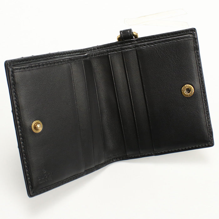 GUCCI GU86579 Bifold Wallet GG Marmont Folded leather Black Women