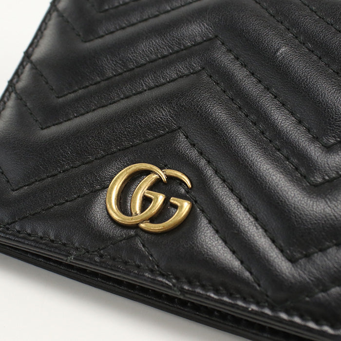 GUCCI GU86579 Bifold Wallet GG Marmont Folded leather Black Women