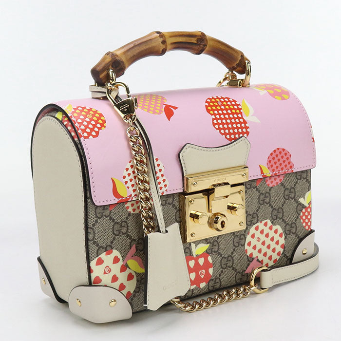 GUCCI 603221 Bamboo 2WAY Handbag shoulder bag Padlock GG Supreme multicolor Women