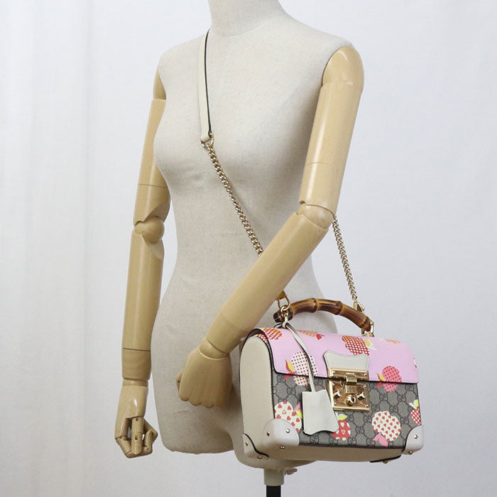 GUCCI 603221 Bamboo 2WAY Handbag shoulder bag Padlock GG Supreme multicolor Women