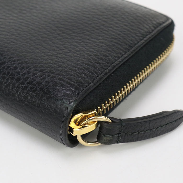 GUCCI 456117 Zip around wallet Double G PurseZip Around leather black Women